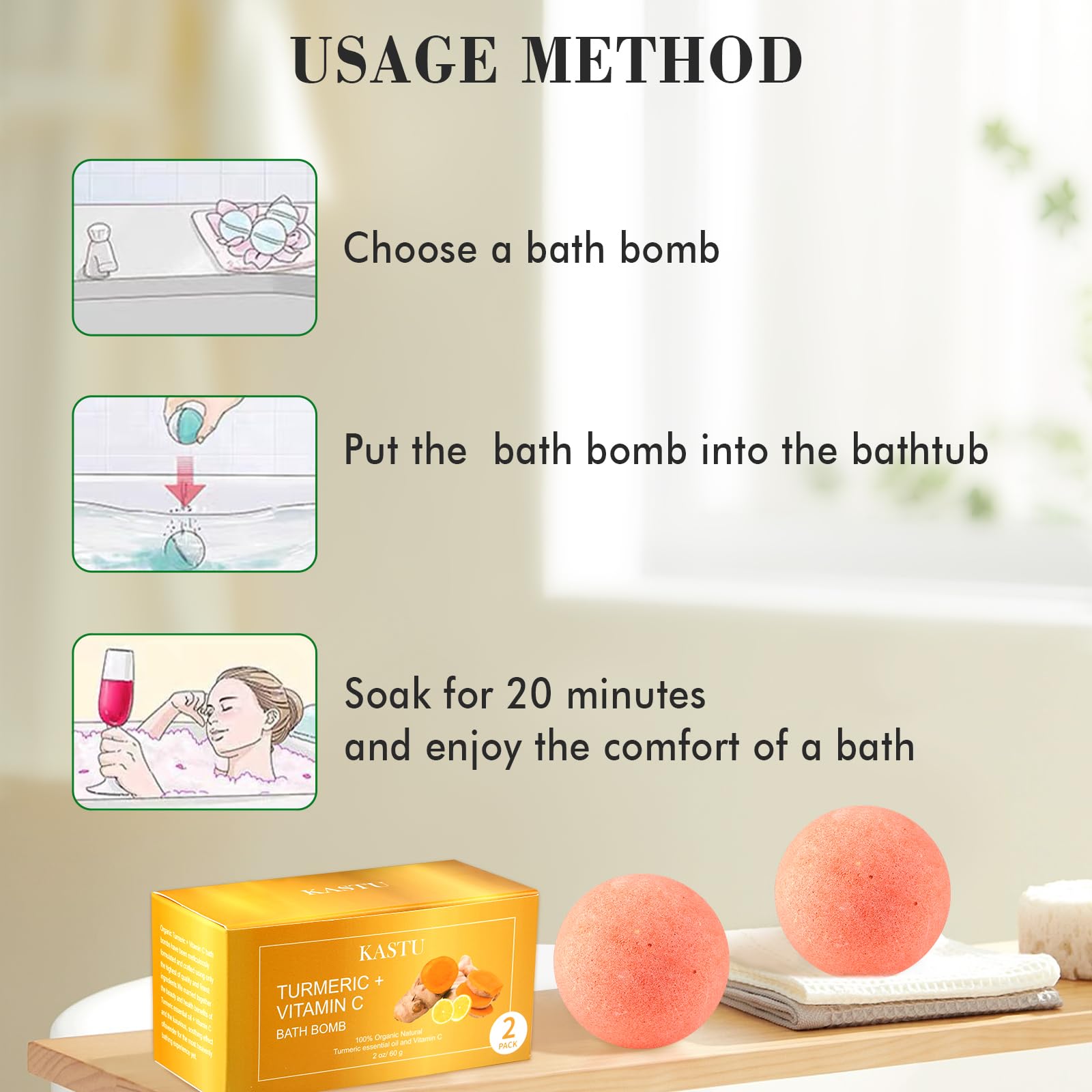 Kastu bath bomb with essential oils scent for spa like relaxation
