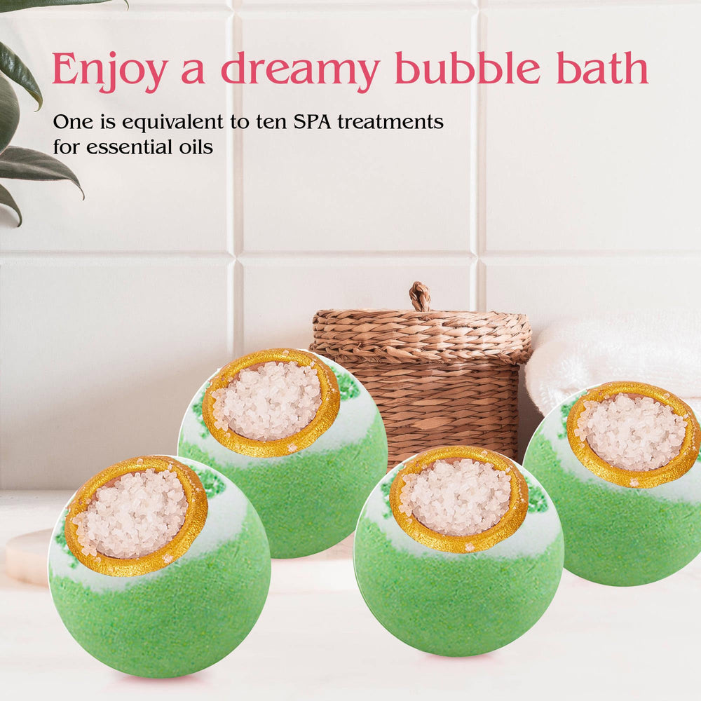 KASTU bath bombs dissolving in warm tub releasing bubbles