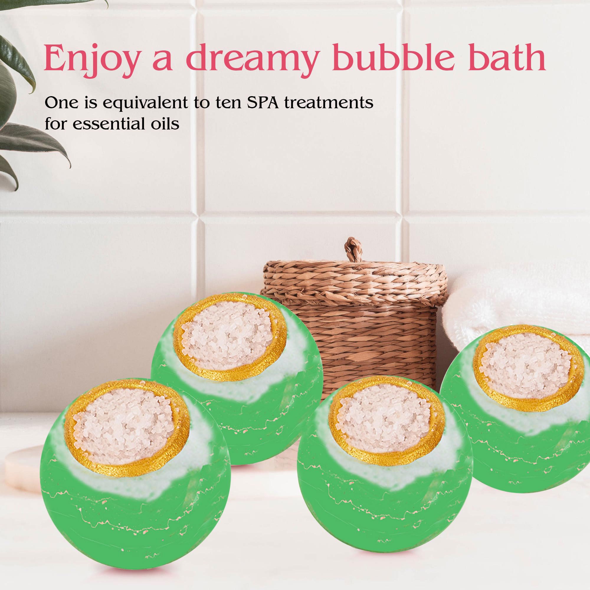 KASTU bath bombs dissolving in water create soothing bubbles for a relaxing soak.
