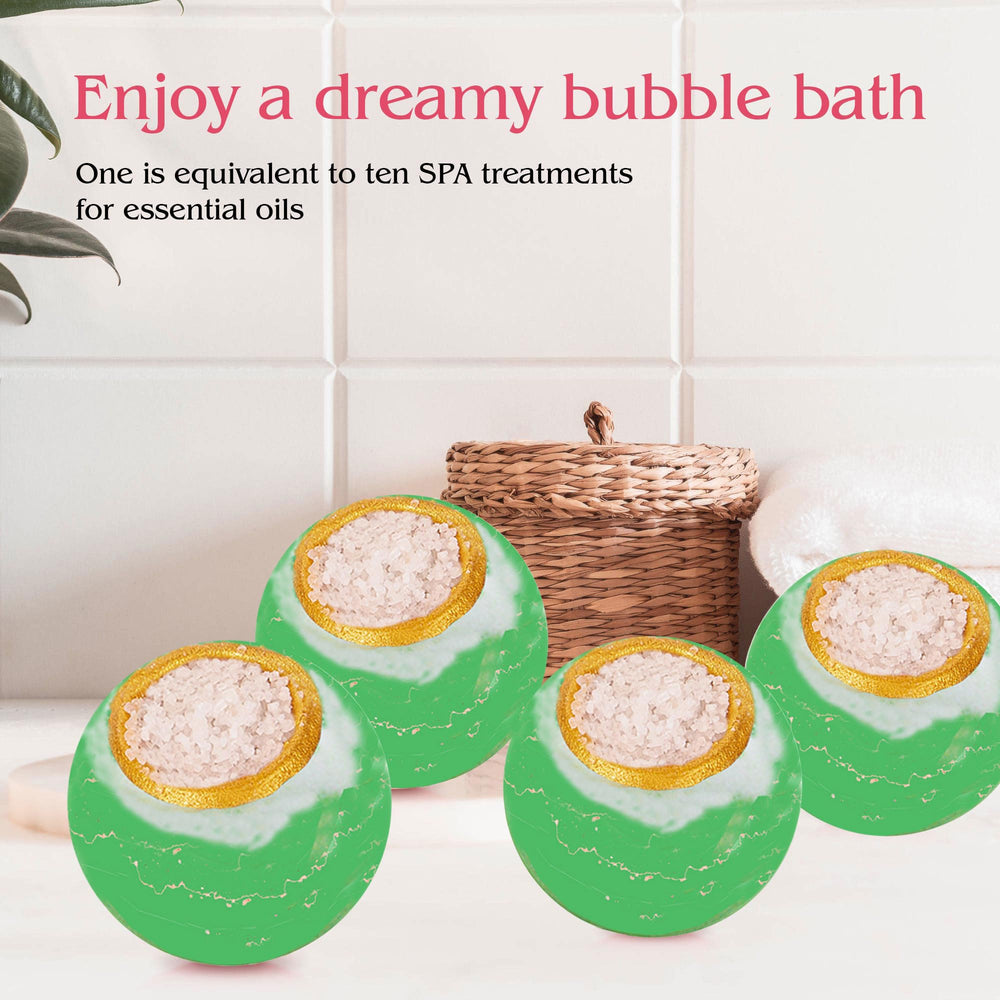KASTU bath bombs dissolving in water create soothing bubbles for a relaxing soak.