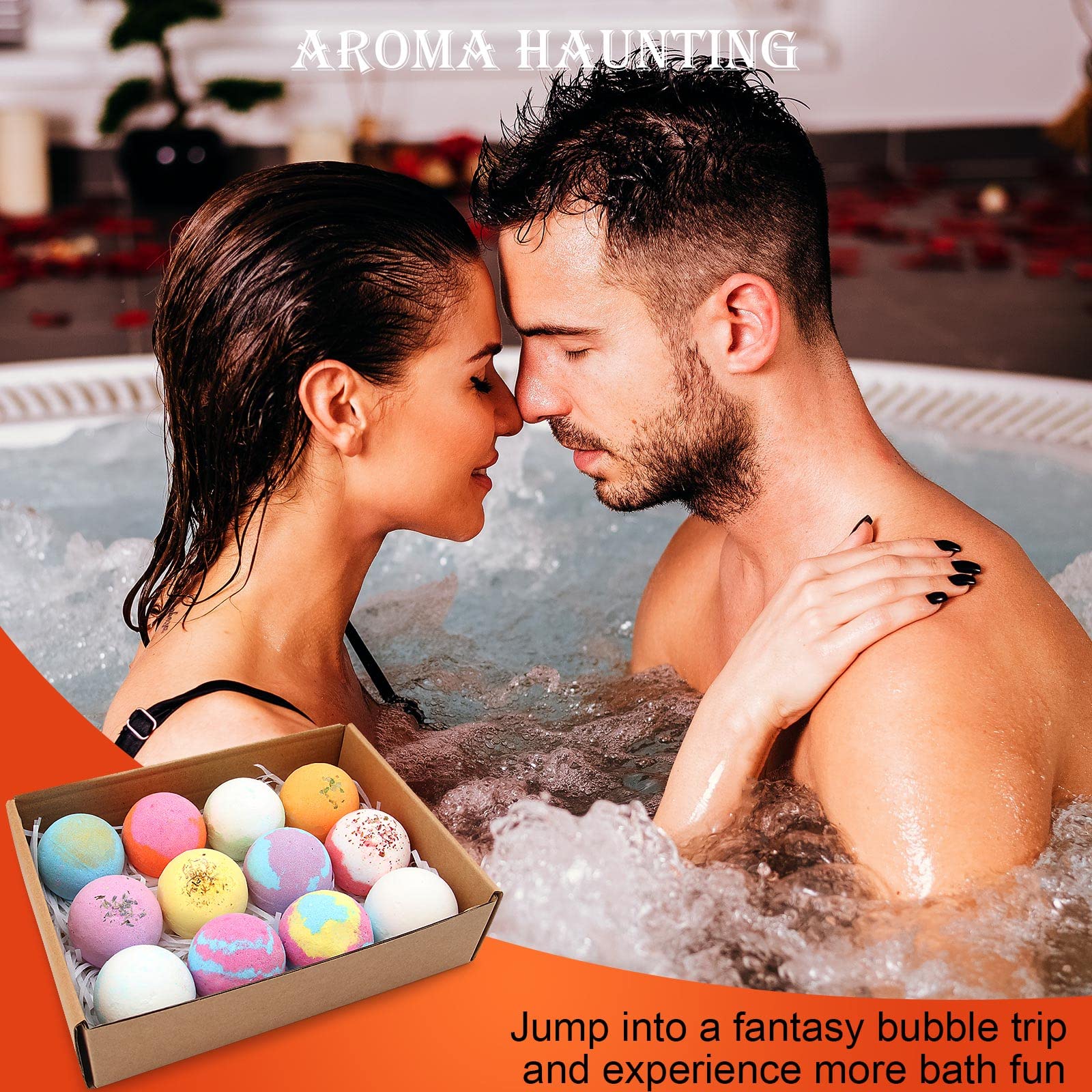 KASTU bath bombs with essential oils and dried flowers for aroma.