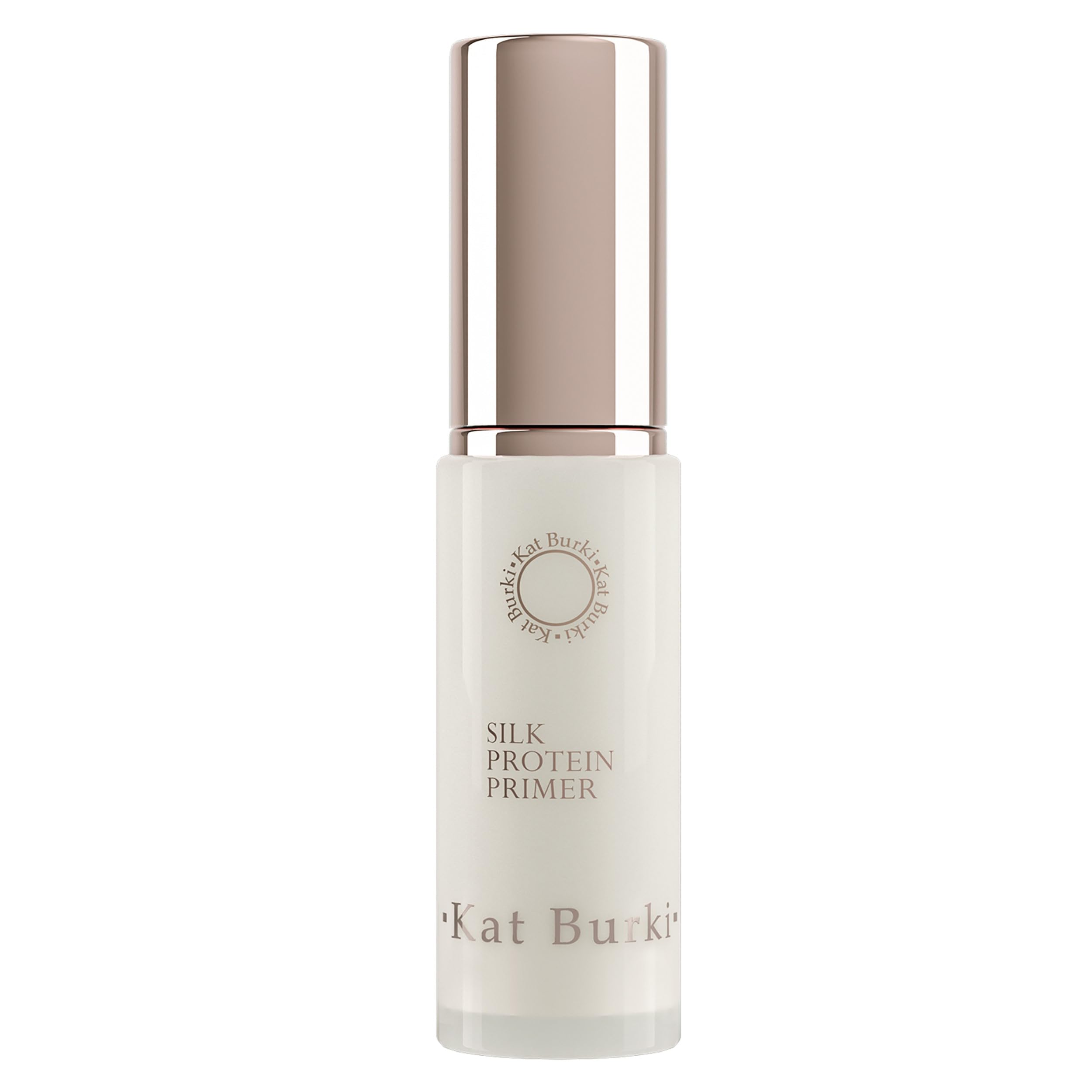 Kat Burki Silk Protein Primer bottle showing silicone-free hydration for smoother skin