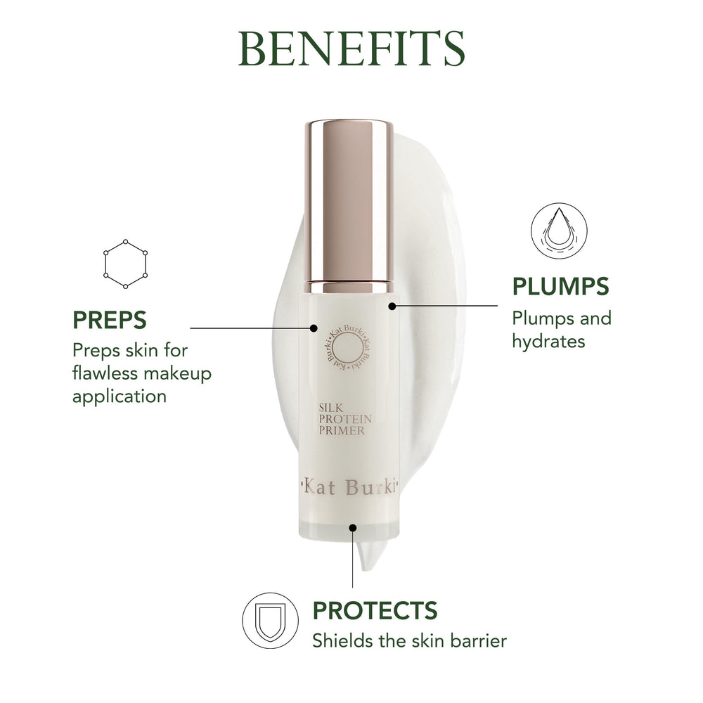 Kat Burki Silk Protein Primer texture swirl demonstrating hydrating silk proteins