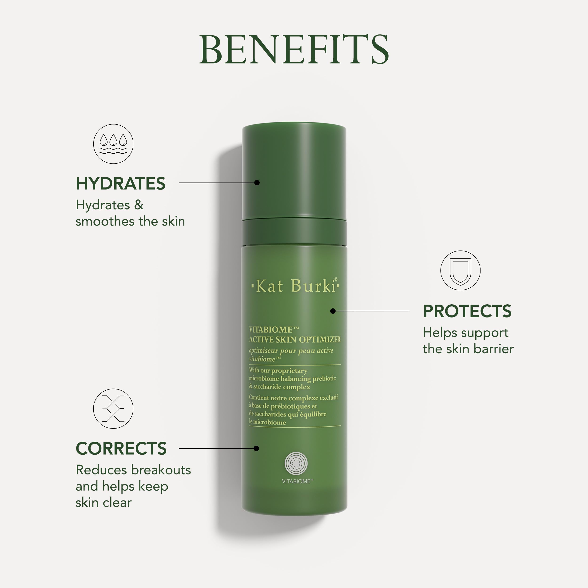 KAT BURKI VitaBiome packaging shown for easy, on-the-go skin optimization