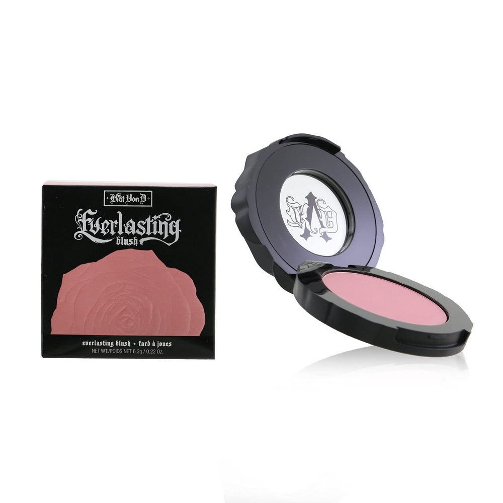 Kat Von D Everlasting Blush Peony swirl showing bold color payoff for statement cheeks.