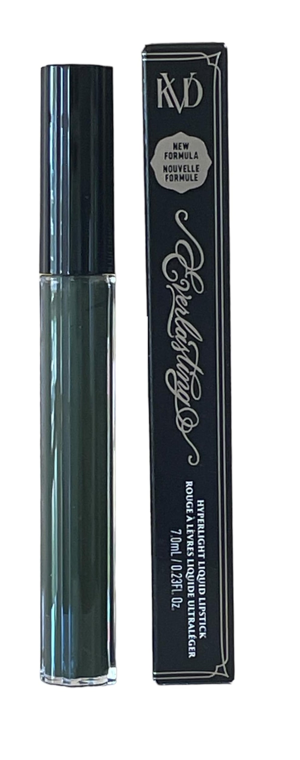 Kat Von D Everlasting Hyperlight Medusa's Head on lips displaying durable color