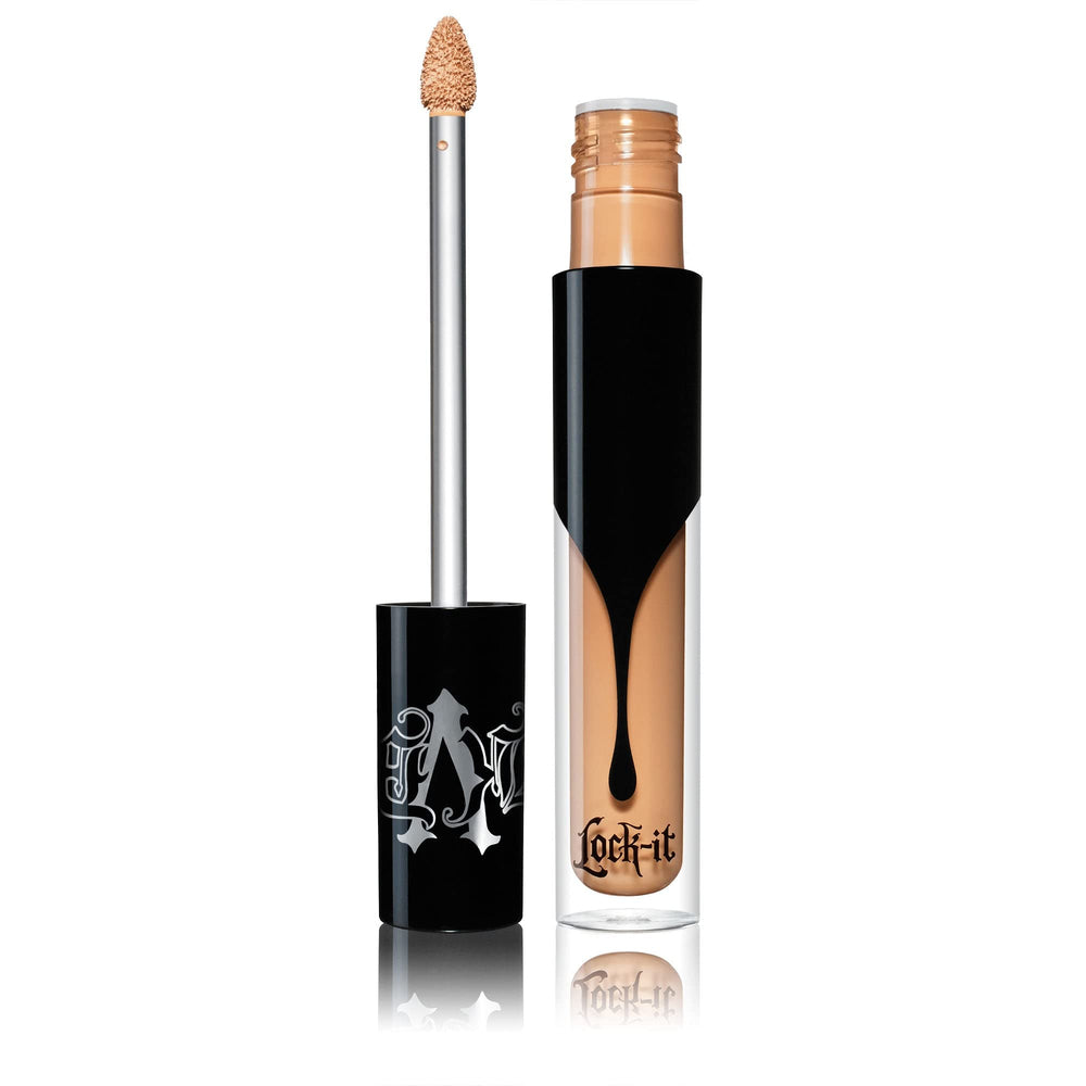 Kat Von D Lock-It Concealer Creme Medium 25 swatch for warm undertone and full coverage