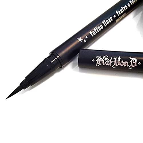 Kat Von D Tattoo Liner Trooper Black full-coverage finish creates dramatic definition.