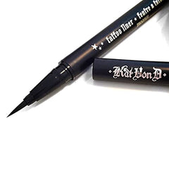 Kat Von D Tattoo Liner Trooper Black full-coverage finish creates dramatic definition.