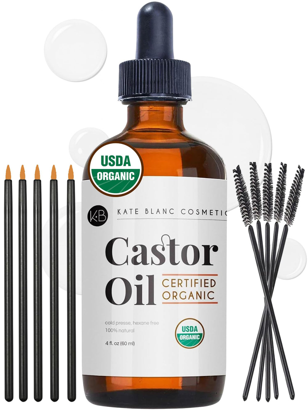 Kate Blanc Castor Oil 4oz bottle for pure organic conditioning of hair and brows