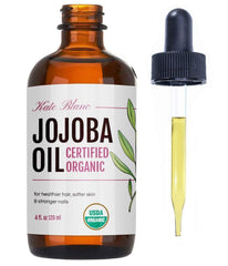 Kate Blanc Jojoba Oil bottle in amber glass preserving purity for skincare