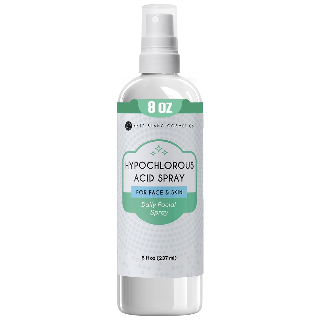Kate Blanc Hypochlorous spray for face on-the-go; cleanses and hydrates gently.