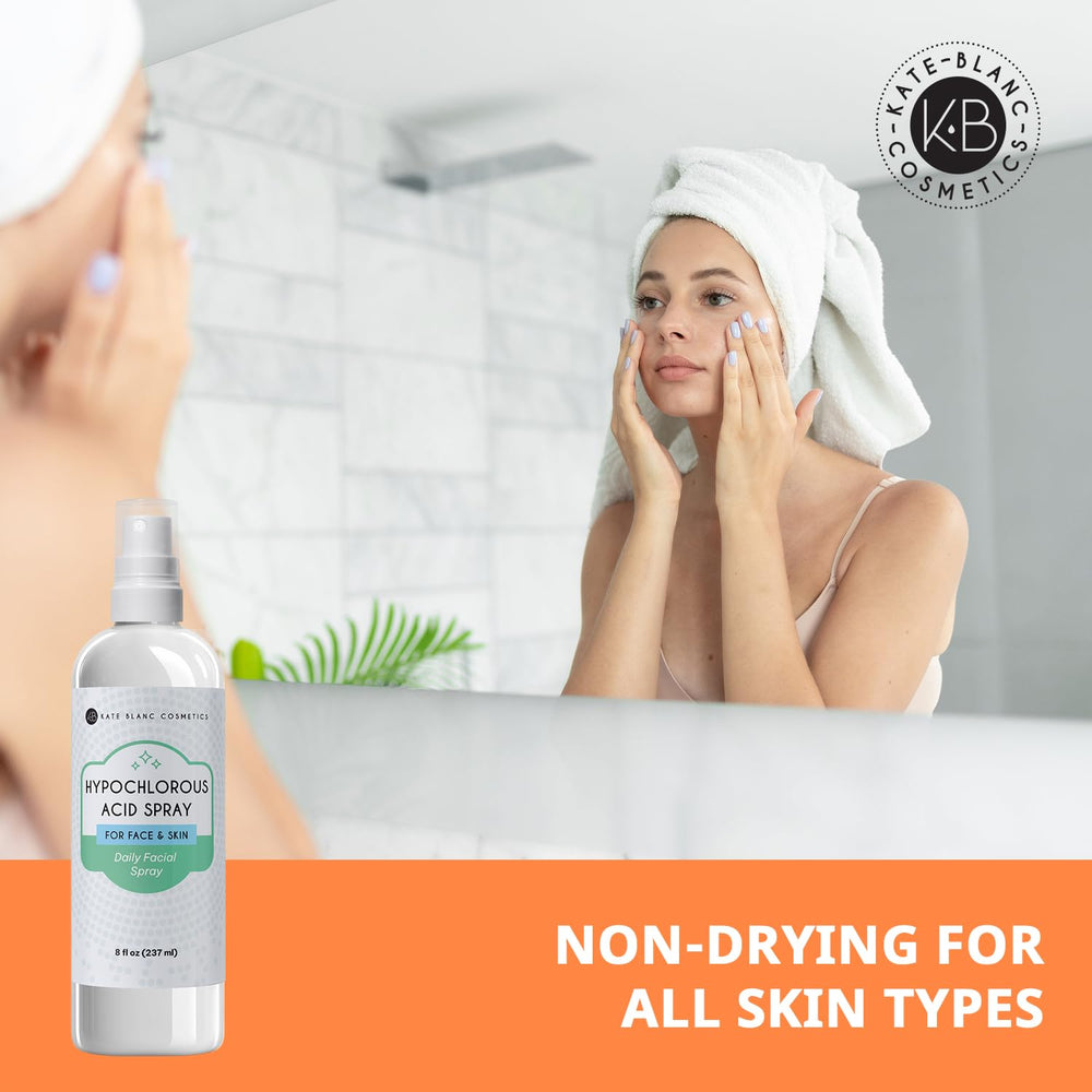 Kate Blanc Hypochlorous spray; USA-made and third-party tested.