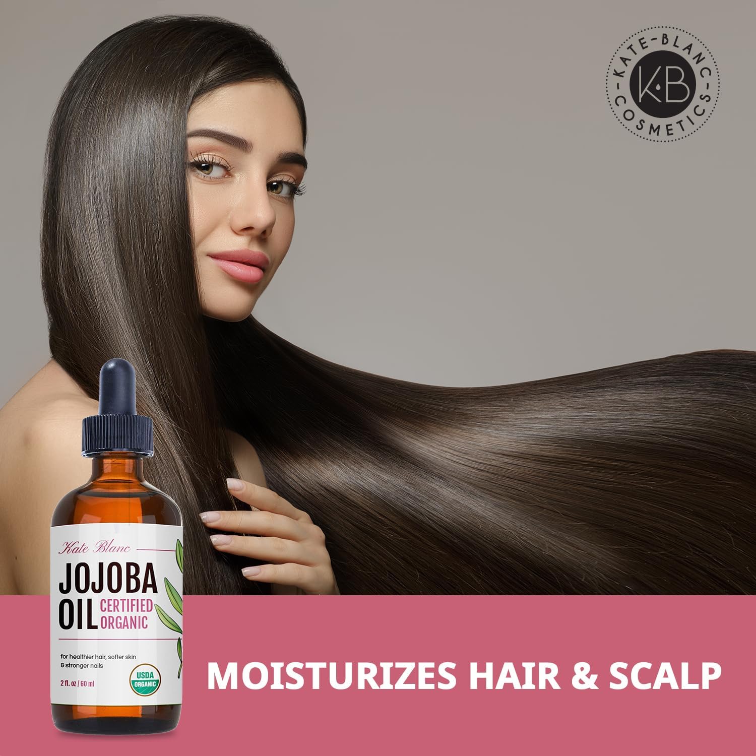 Kate Blanc Jojoba Oil supports cuticle and lip care with gentle moisture.