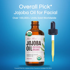 Kate Blanc Jojoba Oil skin application for quick absorption and moisture.