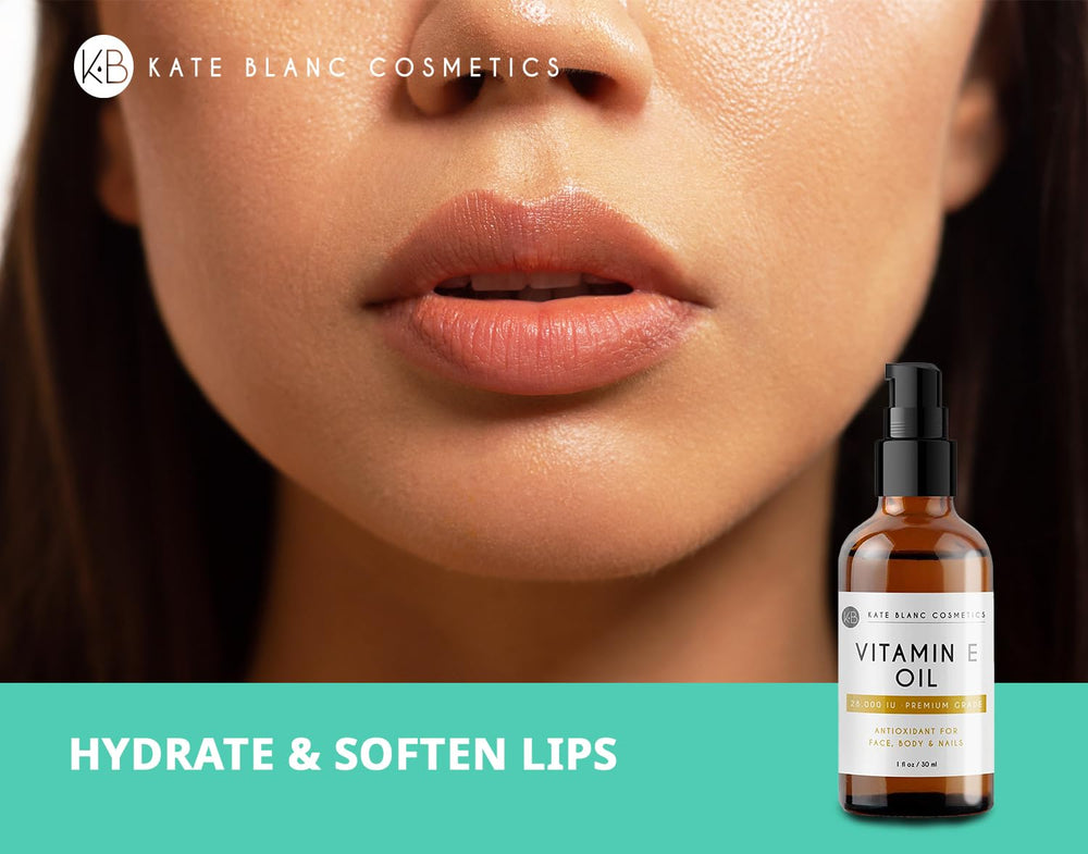 Application of Kate Blanc Vitamin E Oil on facial skin for smoothness