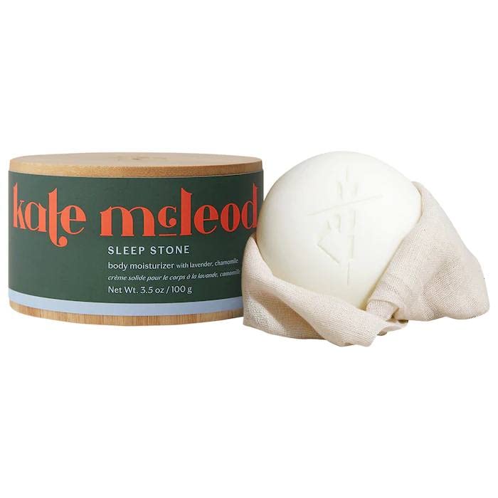 Kate McLeod Sleep Stone solid body moisturizer starter kit nourishes and hydrates dry skin.