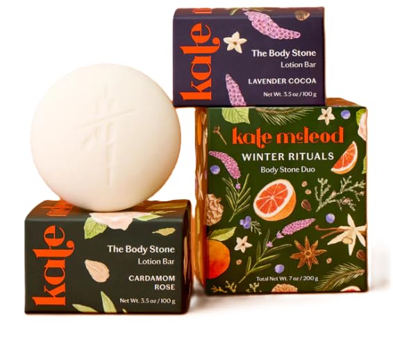 Kate McLeod Lavender Cocoa Body Stone for deep hydration with soothing floral notes