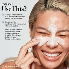 Medicated blemish control focus, illustrating sulfur power in EradiKate cleanser.