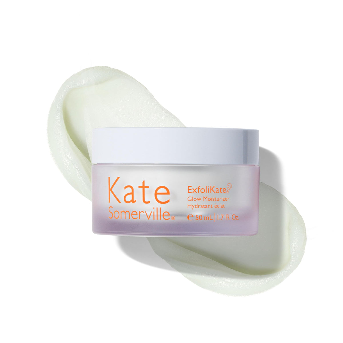 Kate Somerville ExfoliKate Glow Moisturizer bottle closeup showing hydration and radiance