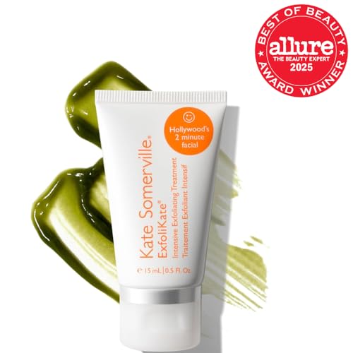 Kate Somerville Exfolikate Intensive scrub applied to face for gentle exfoliation