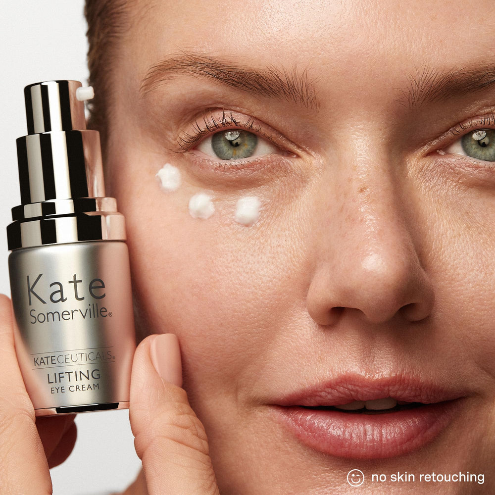Brown algae extract supports hydration in KateCeuticals lifting eye cream.