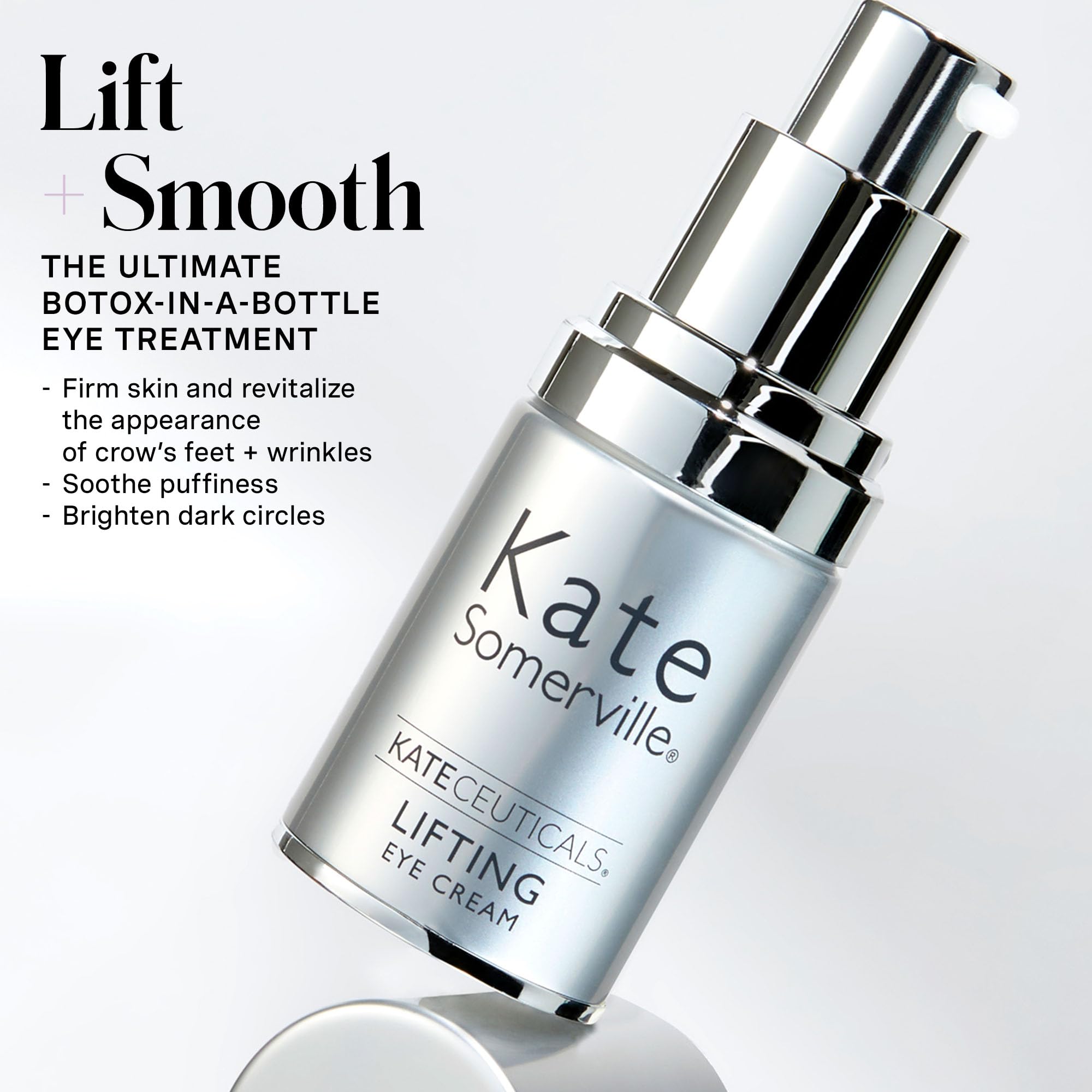Texture close-up of KateCeuticals lifting eye cream for under-eye application.