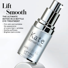 Texture close-up of KateCeuticals lifting eye cream for under-eye application.