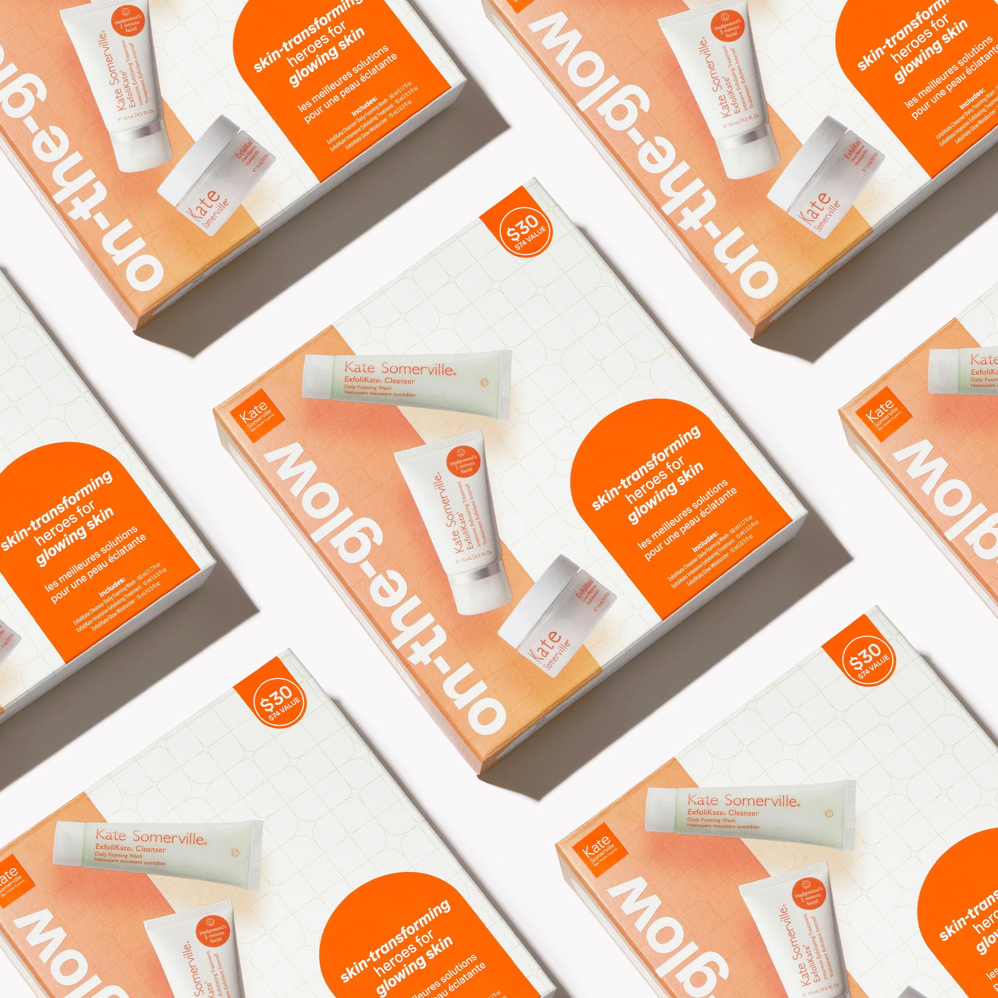 Kate Somerville On The Glow Kit ExfoliKate Cleanser cleanses dirt and oil gently.