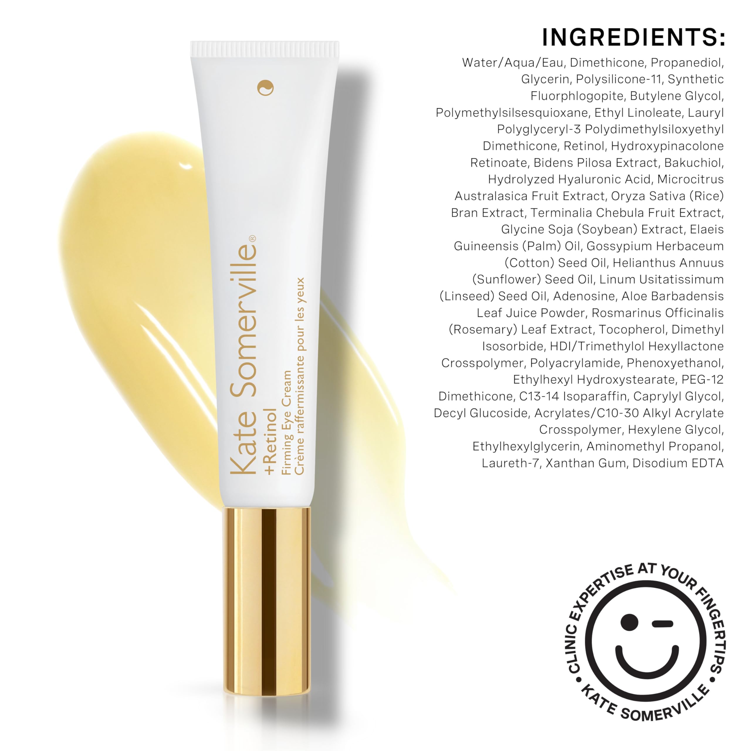 Kate Somerville Retinol Firming Eye Cream packaging conveys clinical-grade luxury