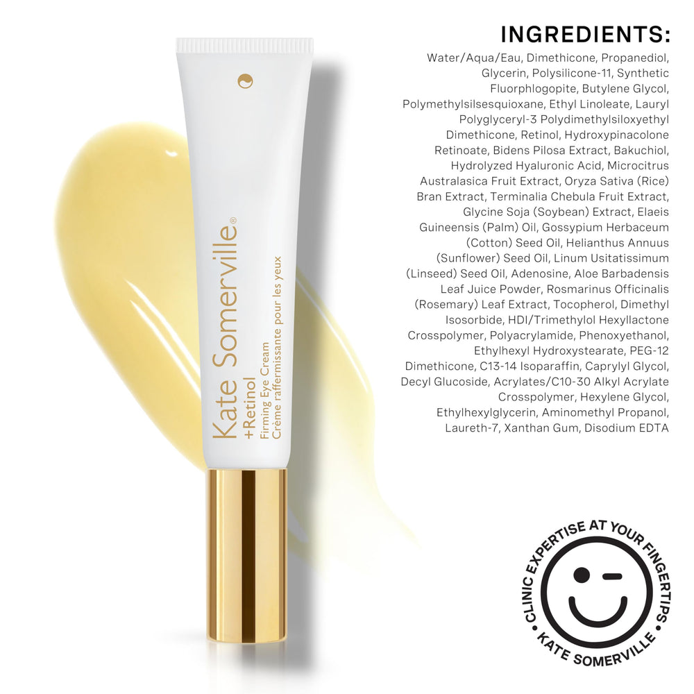 Kate Somerville Retinol Firming Eye Cream packaging conveys clinical-grade luxury