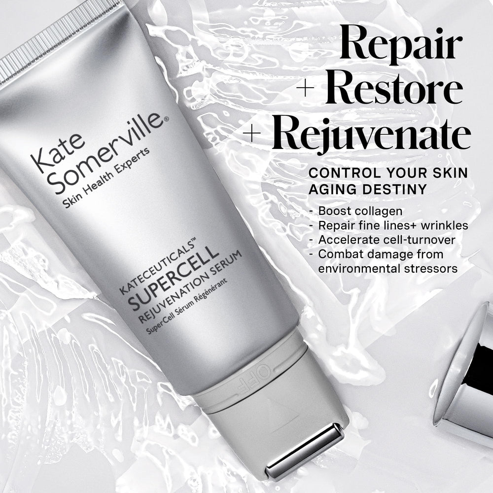 Kate Somerville vegan stem cell complex illustration highlights skin repair.