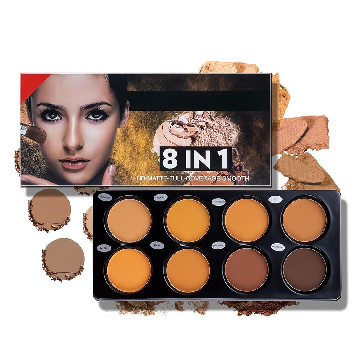 Katiluxiya Matte 8-Color Ttimming palette open view for versatile contour and glow.