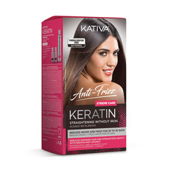 KATIVA Anti-Frizz Xtreme Care mask in action for smoother, shinier hair.