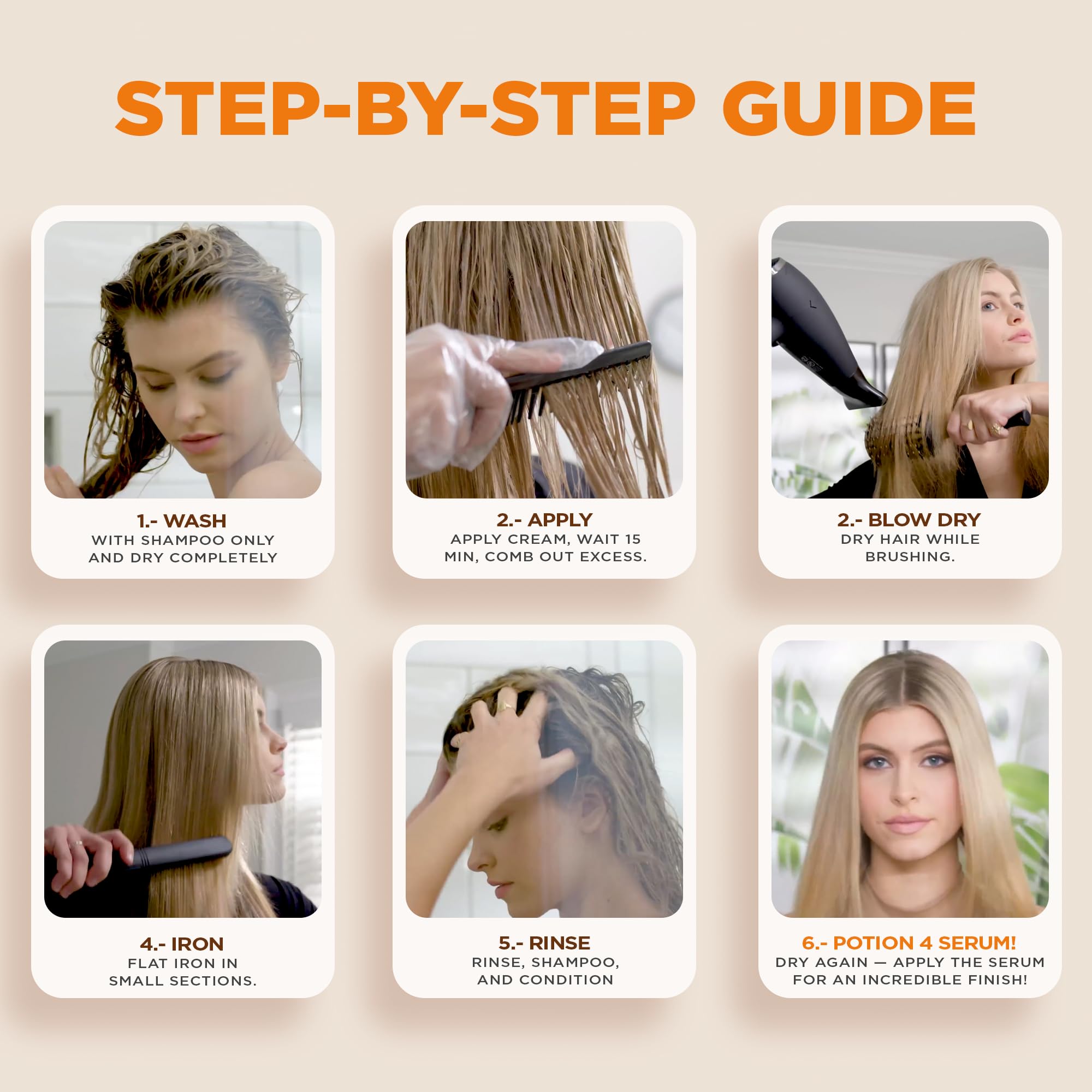 Hyaluronic acid and keratin ingredients highlighted in the kit