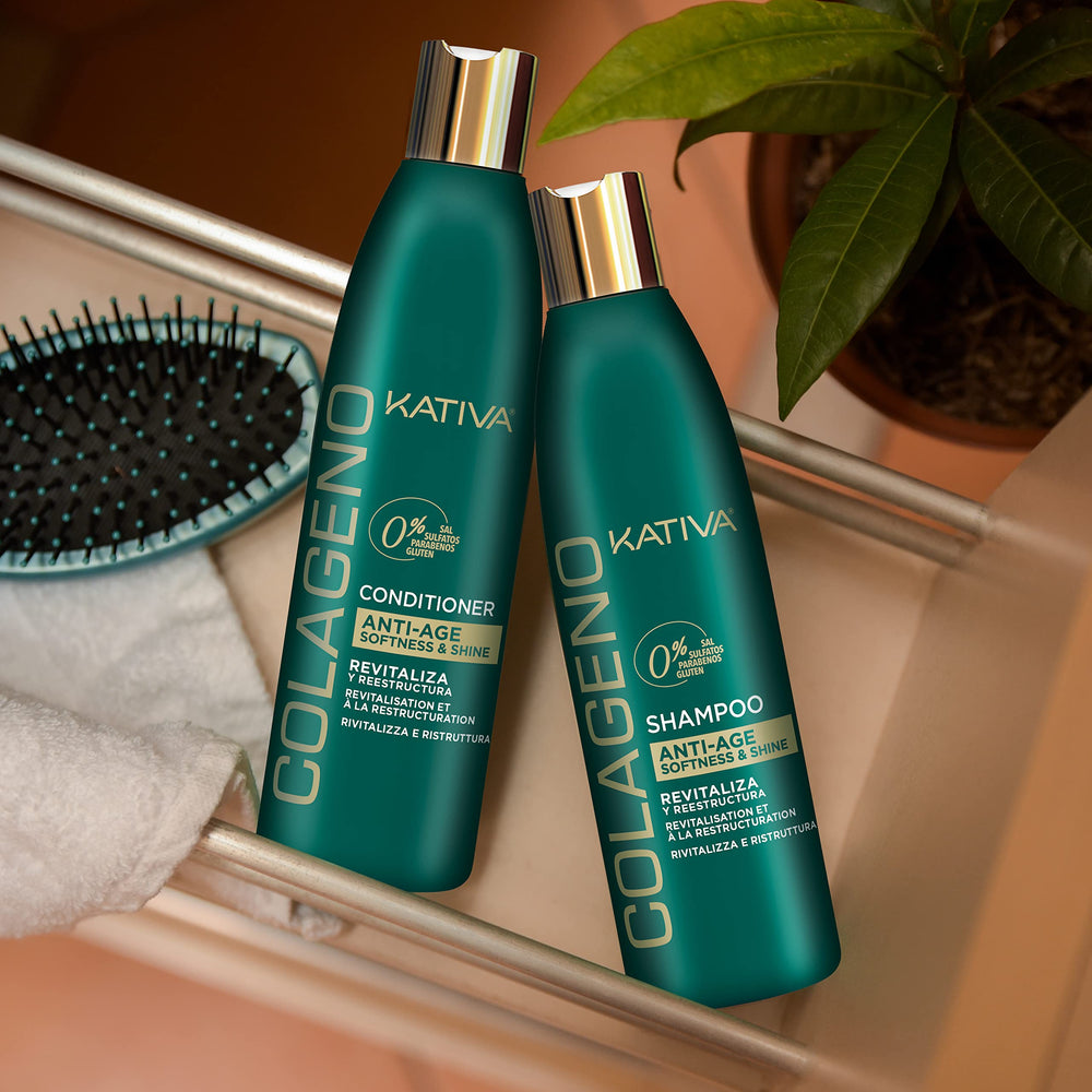 Kativa Collagen Line packaging highlights sulfate-free formula.