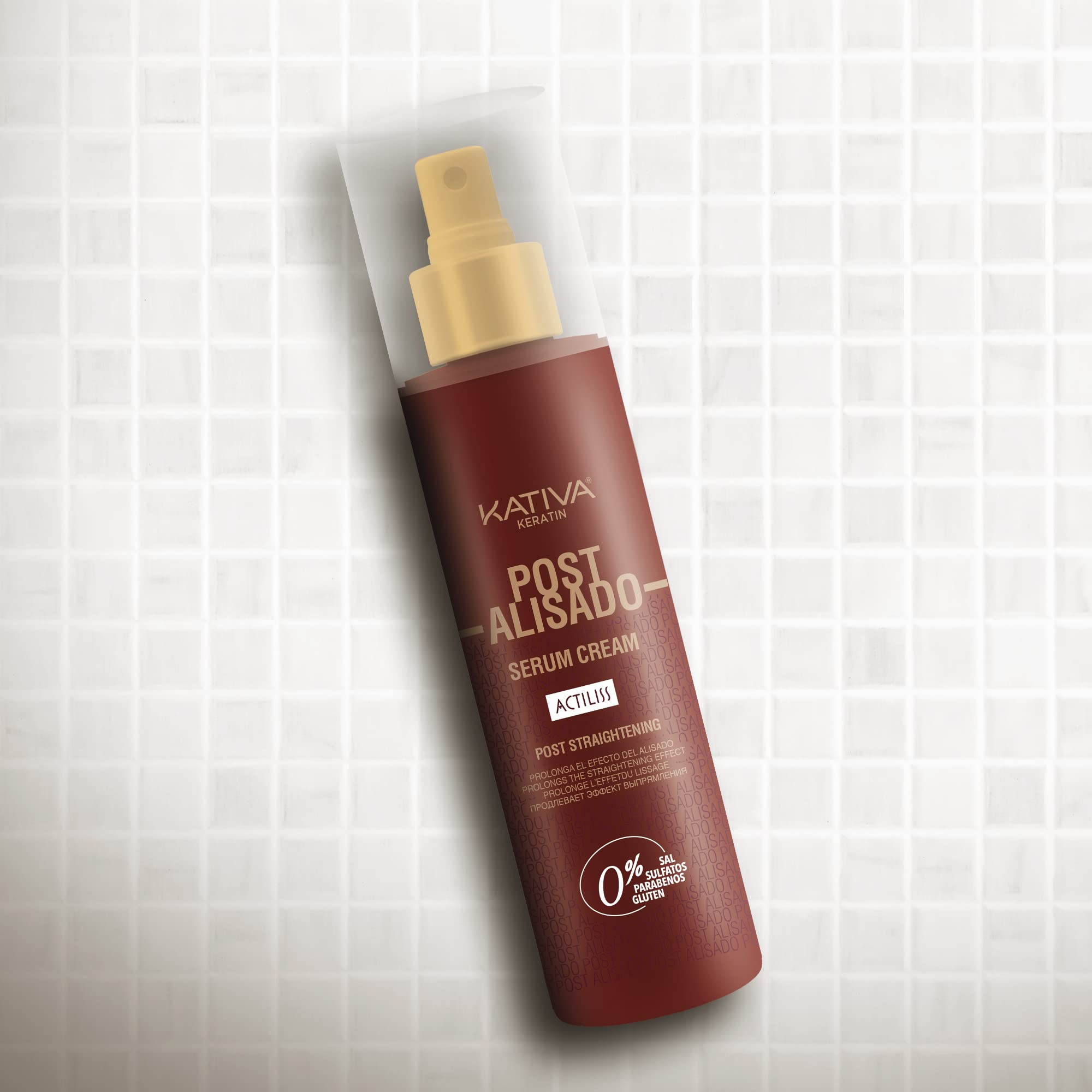 Kativa Post Straightening Serum Cream being applied to reduce frizz and add shine.