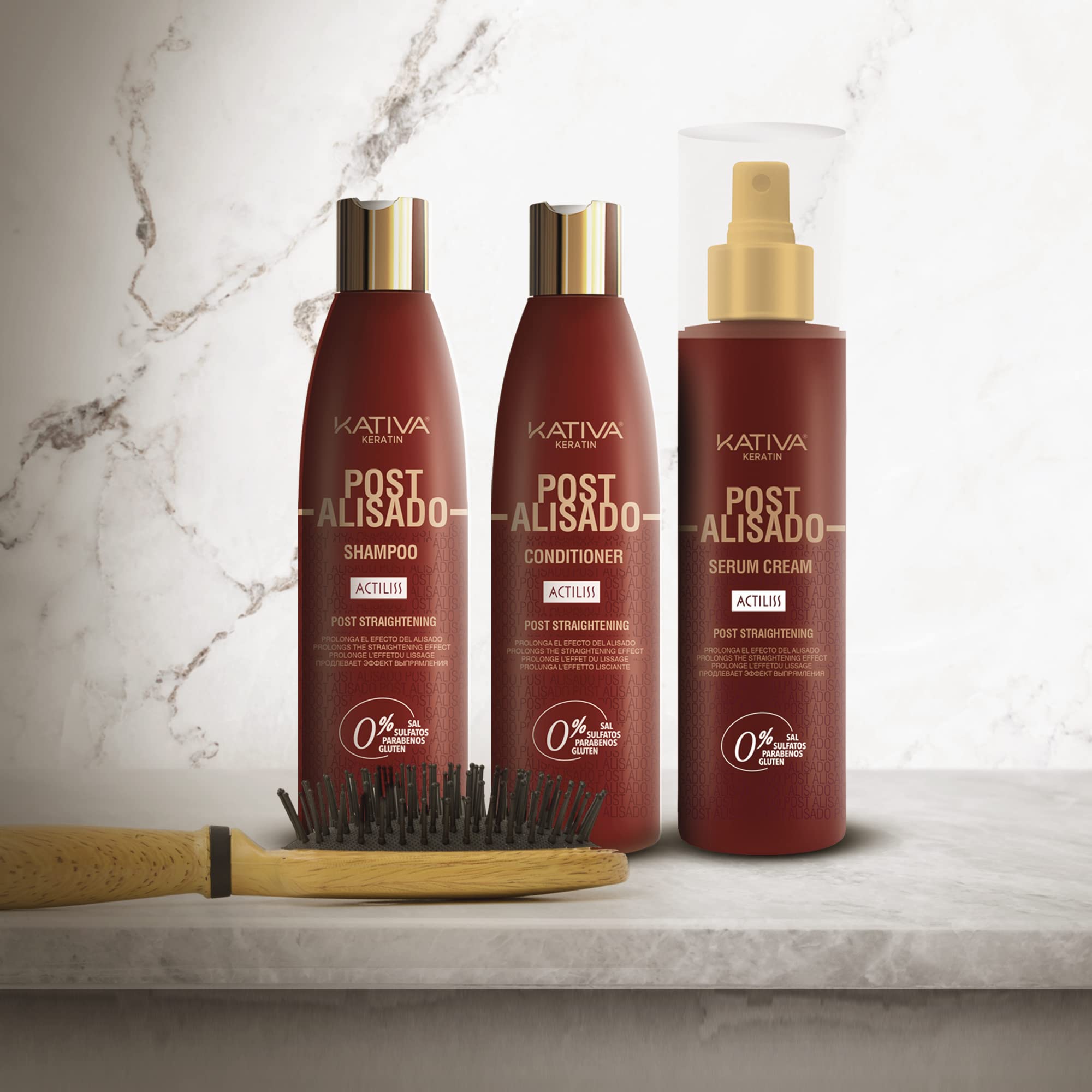 Kativa Post Straightening Serum Cream ingredients include argan oil for softness.