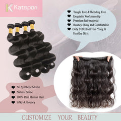 Katspon 22 inch body wave bundles blend with your hair for volume and shine
