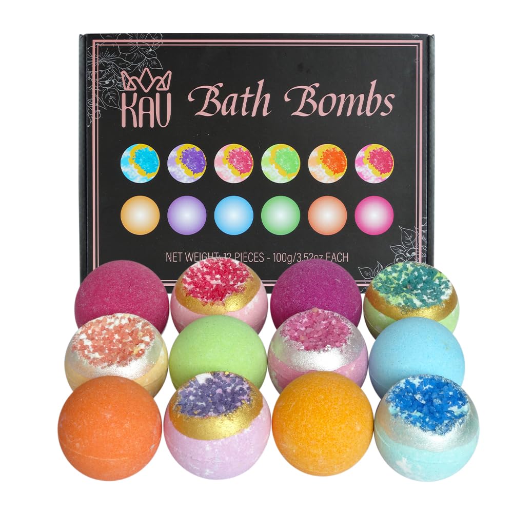 KAV geode bathbomb set 12-pack in gift box for spa nights.