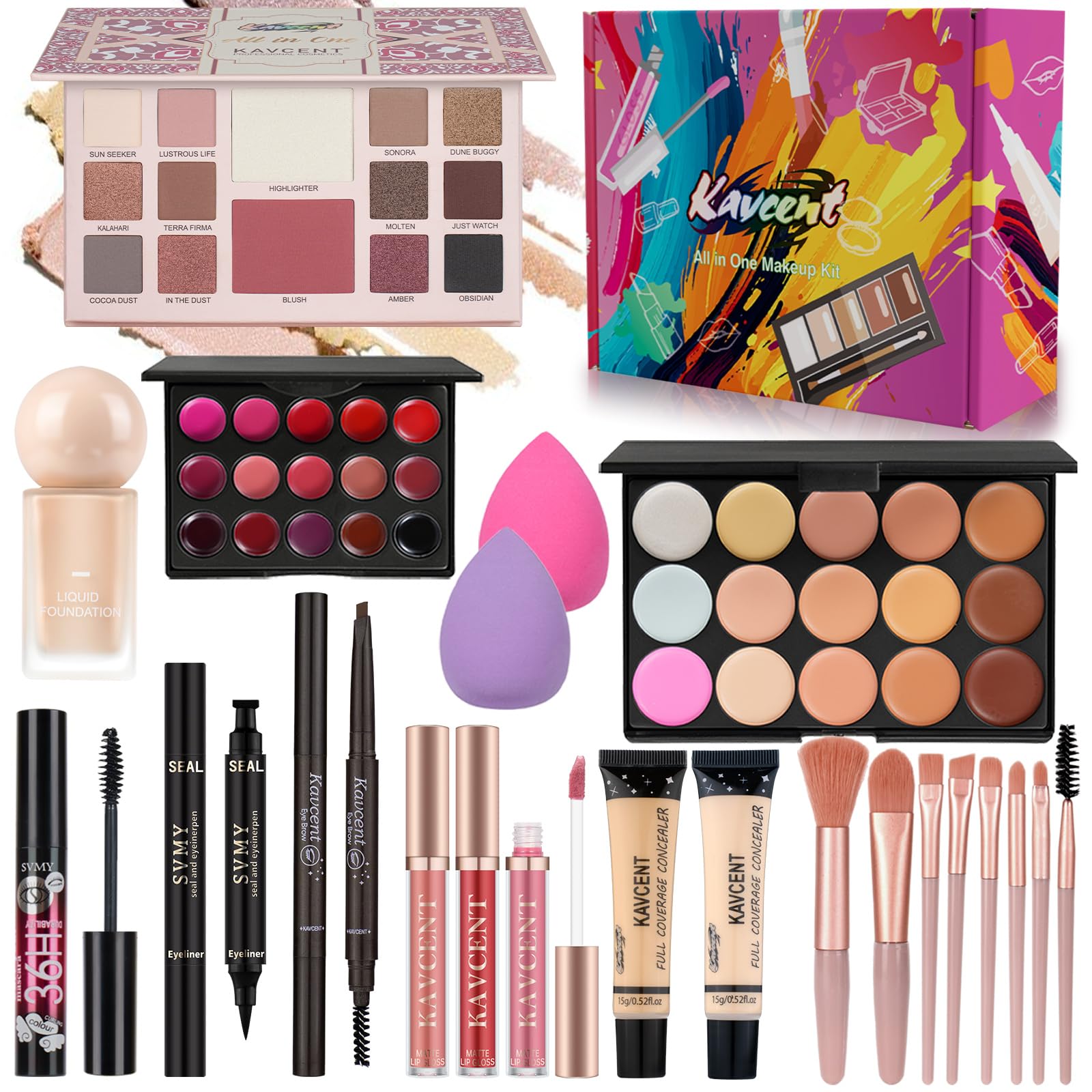 KAVCENT all-in-one makeup kit palette for versatile everyday looks
