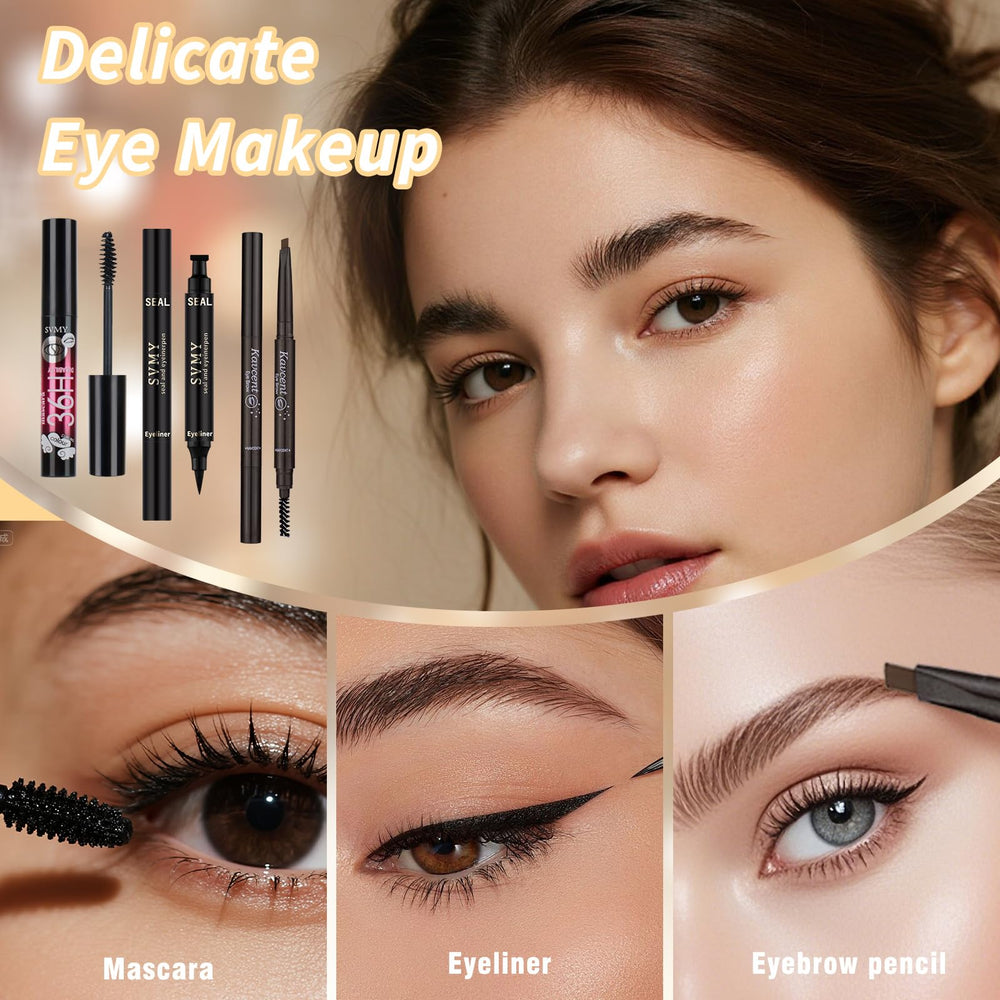 KAVCENT eyebrow pencil and lip gloss kit for precise brows and glossy lips