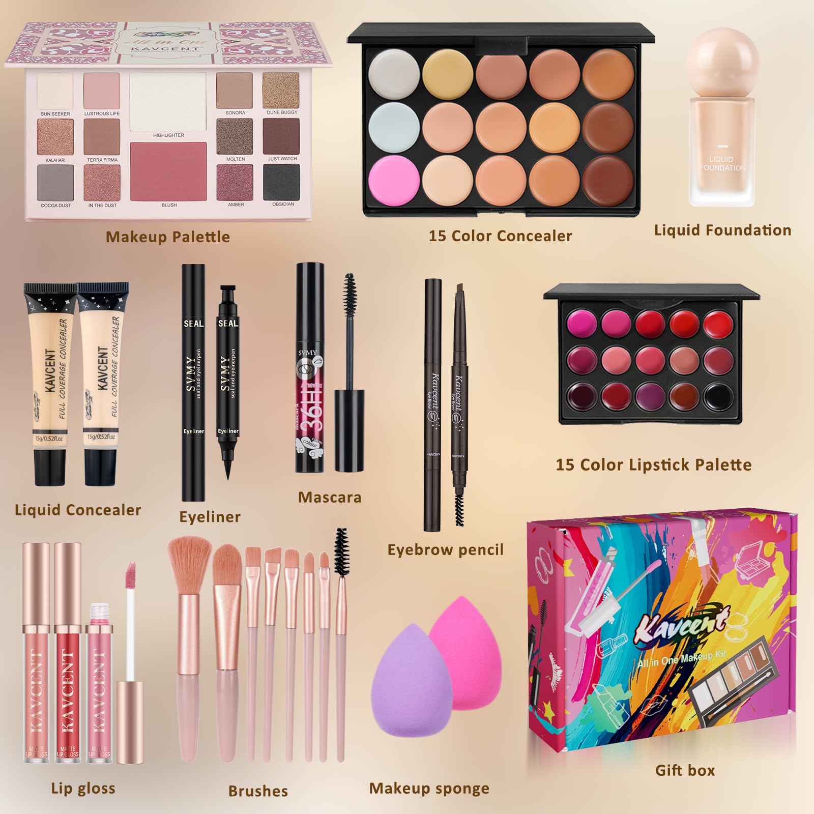 KAVCENT lipstick palette for bold color options and quick lip touch-ups