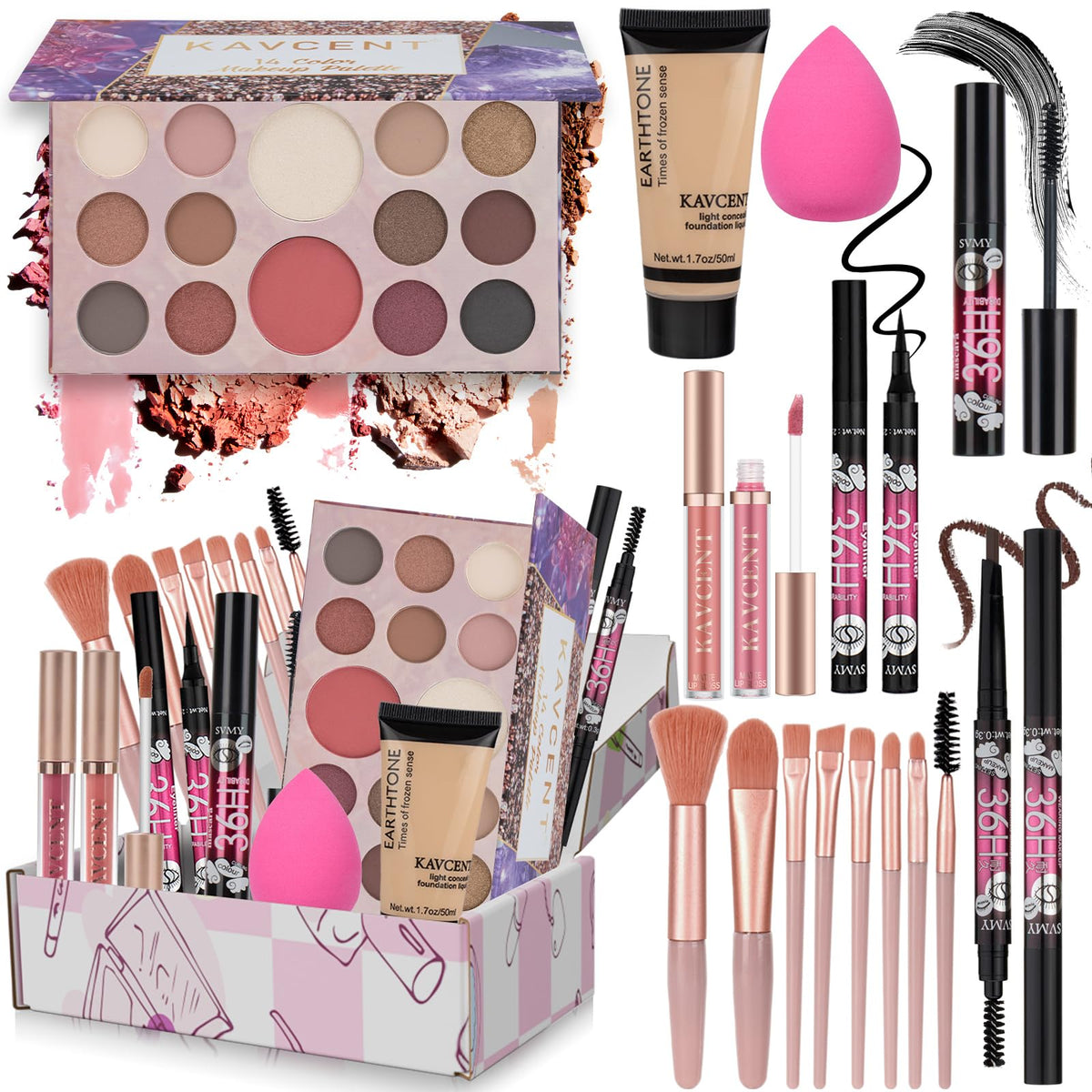 KAVCENT makeup palette for teens—versatile color options for soft or bold looks.