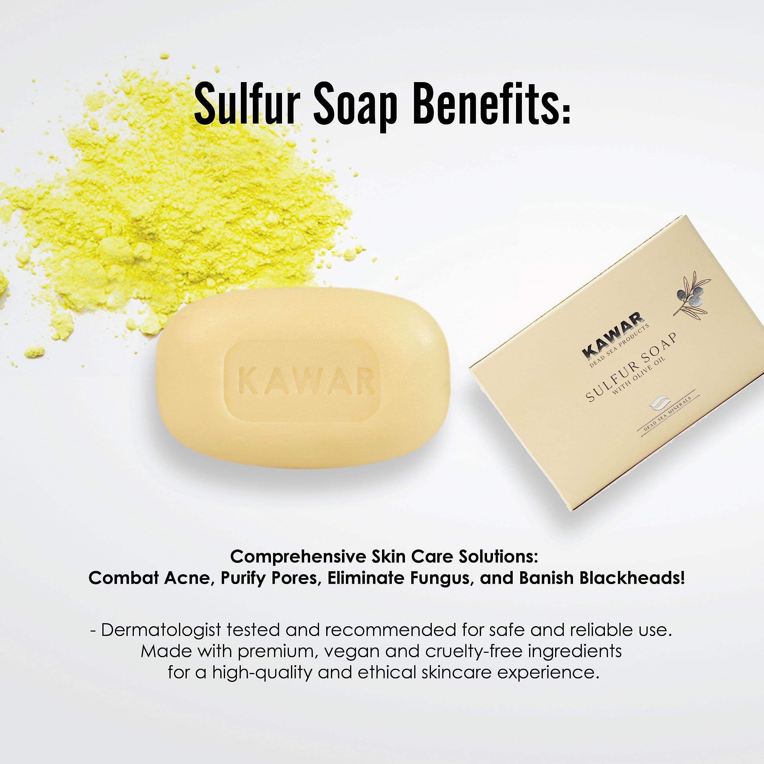 Kawar sulfur soap bar helps reduce blackheads and unclog pores