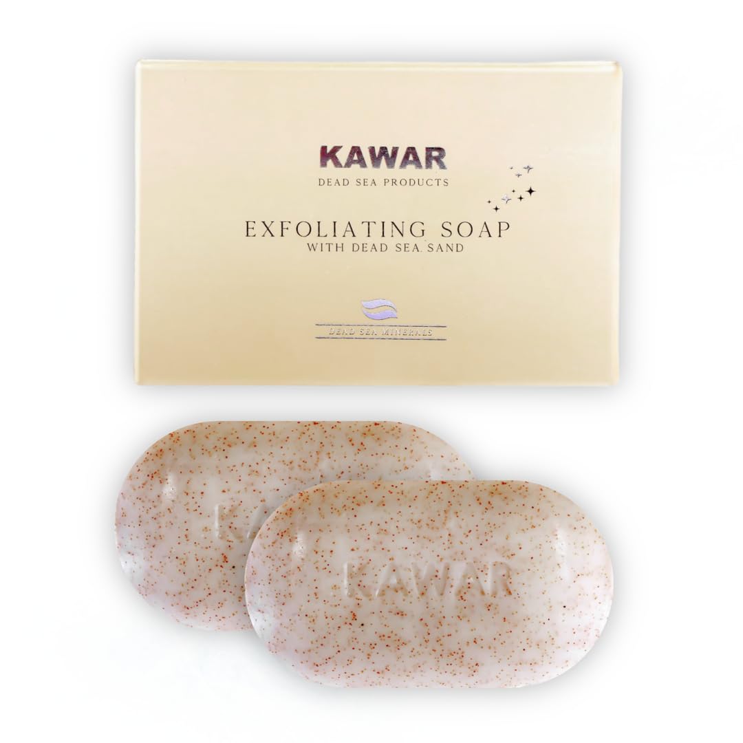 KAWAR Dead Sea exfoliating soap pack-2: mineral-rich cleansing for smoother skin.