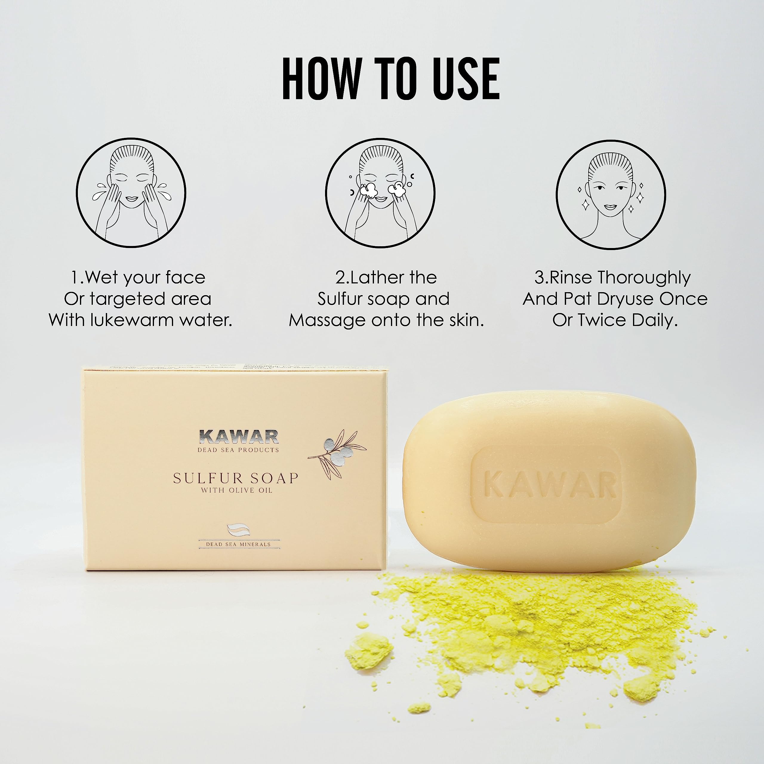 Kawar Dead Sea minerals with olive oil sulfur soap bar for balanced skin
