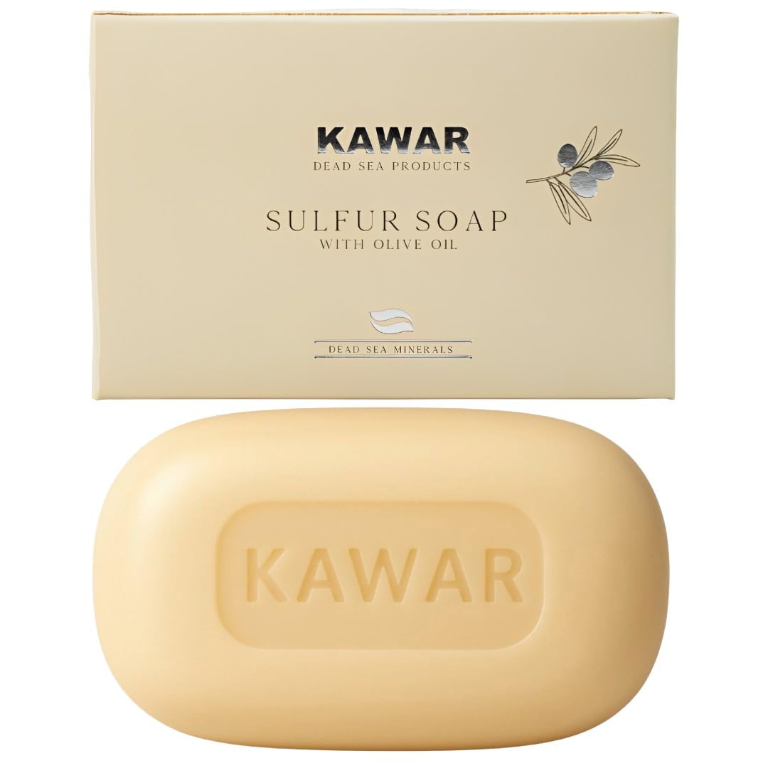 Kawar Dead Sea sulfur soap bar with olive oil for a nourishing cleanse and clearer skin