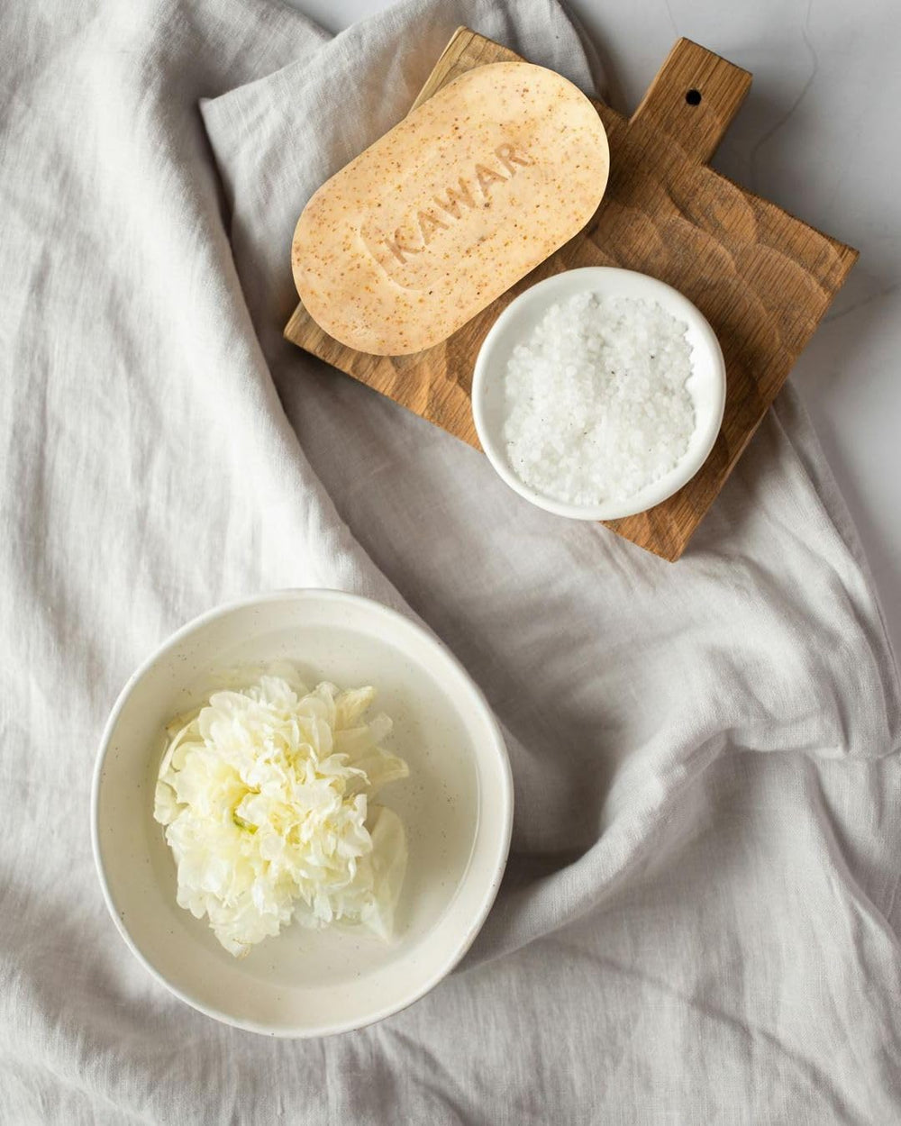 KAWAR vegan soap label highlights fragrance-free formulation.