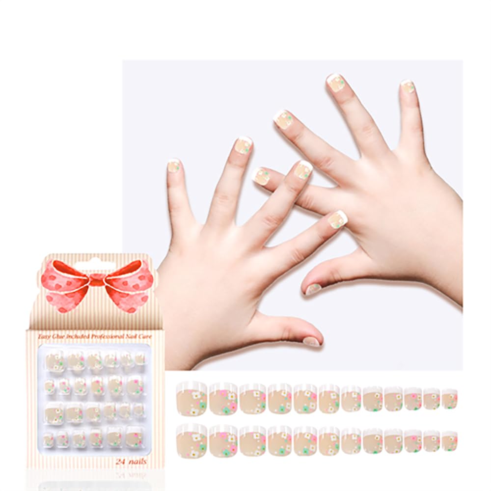 Kawyehu Kids Press-On Nails box with 24 pieces for easy on-the-go nail art.